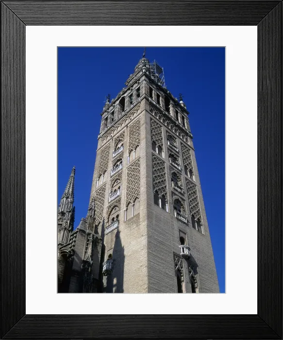 Framed Print : Giralda's Minaret, by Almohad craftsmen, 1184-1198, 12th and 16th Century, masonry - Whole artwork view Framed Print : Giralda's Minaret, by Almohad craftsmen, 1184-1198, 12th and 16th Century, masonry - Whole artwork view