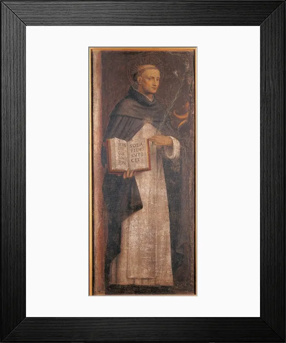 Framed Print : St Thomas Aquinas, by Bernardino Luini, 1520 - 1521 about, 16th Century, fresco transferred to canvas, cm 131 x 55 - Italy, Lombardy, Milan, Brera Art Gallery. Detail
