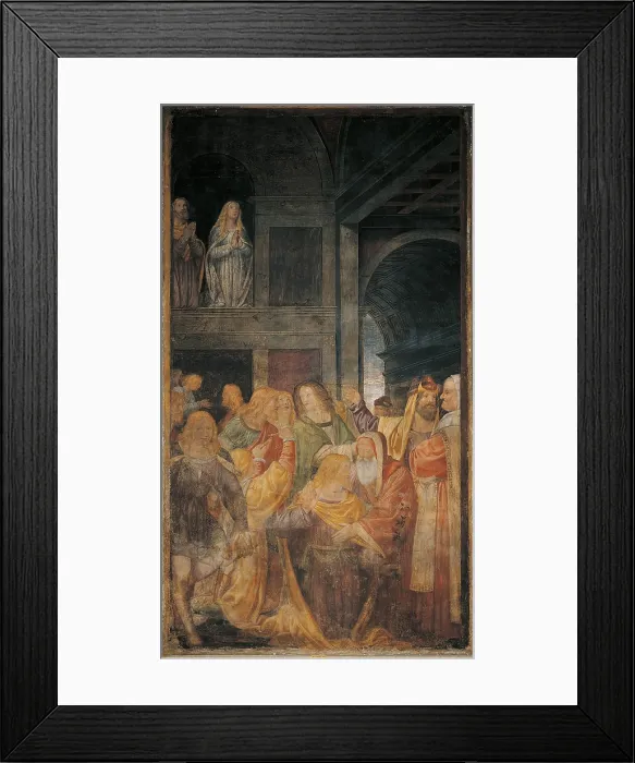Framed Print : St Joseph chosen as the Spouse of the Virgin, by Bernardino Luini, 1516 - 1521, 16th Century, fresco transferred to canvas, cm 315 x 178 - Italy, Lombardy, Milan