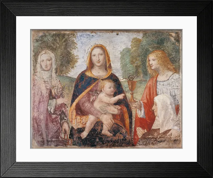 Framed Print : Madonna and Child, by Bernardino Luini, 1521 - 1523, 16th Century, fresco transferred to panel, cm 86 x 106 - Italy, Lombardy, Milan, Brera Art Gallery. All