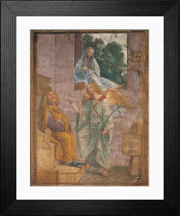 Framed Print : Dream of St Joseph, by Bernardino Luini, 1516 - 1521, 16th Century, fresco transferred to canvas, cm 164 x 123 - Italy, Lombardy, Milan, Brera Art Gallery. All Framed Print : Dream of St Joseph, by Bernardino Luini, 1516 - 1521, 16th Century, fresco transferred to canvas, cm 164 x 123 - Italy, Lombardy, Milan, Brera Art Gallery. All