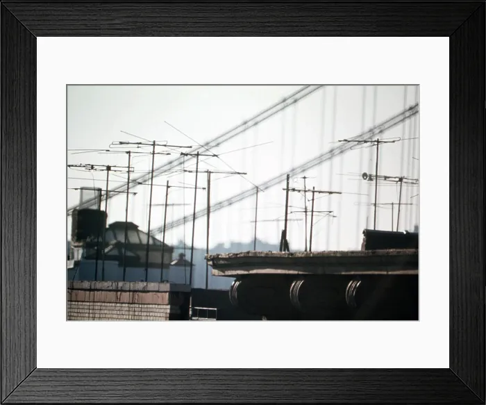 Framed Print : Television antennas at Sunset in northern Manhattan. Ca. 1973-75
