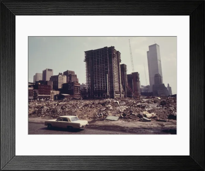 Framed Print : Manhattan landfill and construction site. North of the World Trade Center is an extended landfill into the Hudson River