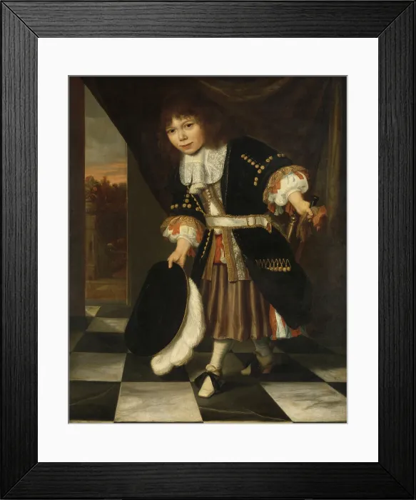 Framed Print : The Young Son of Admiral van Nes, by Franois Verwilt, 1669, Dutch painting, oil on canvas