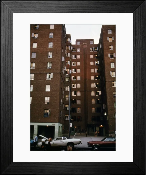 Framed Print : Avenue D housing project in Manhattan's Lower East Side was populated by African Americans Hispanics and low income whites in the 1970s. Ca. 1973-75