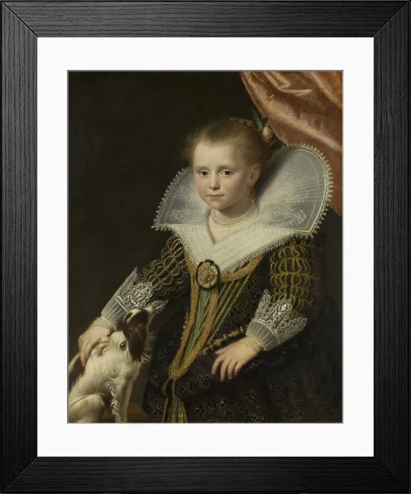 Framed Print : Portrait of a Girl, by Paulus Moreelse, c. 1623, Dutch painting, oil on canvas