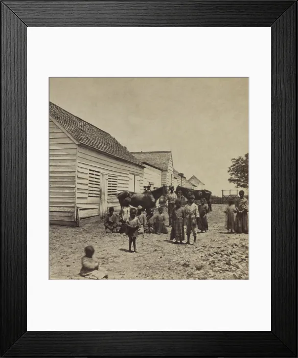 Framed Print : Children and adults at School Farm, which would become the Penn School on St. Helena Island, SC