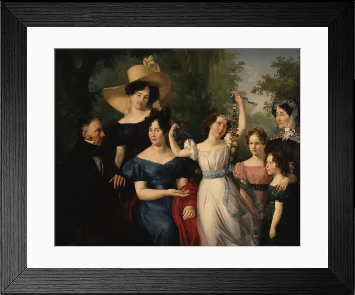 Framed Print : Portrait of the Palumbo-Fossati Family, 1829, 19th Century, canvas - Private collection. All artwork view. Family group with father, mother and five daughters Framed Print : Portrait of the Palumbo-Fossati Family, 1829, 19th Century, canvas - Private collection. All artwork view. Family group with father, mother and five daughters
