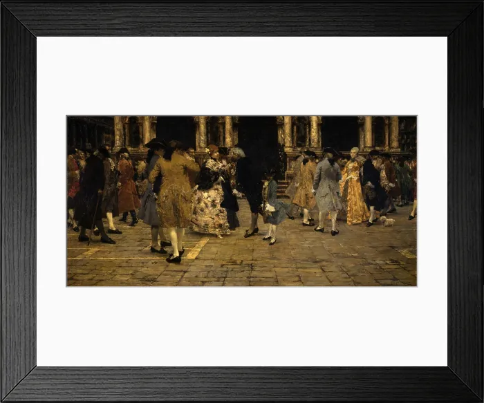 Framed Print : The Old Promenade, by Giacomo Favretto, 1887, 19th Century, oil on canvas, 81 x 155 cm - Italy, Lazio, Rome, National Gallery of Modern and Contemporary Art, GNAM