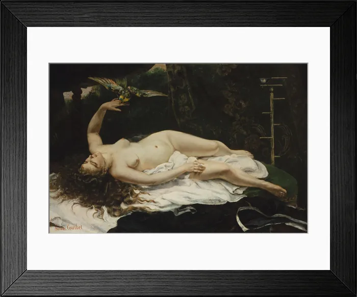 Framed Print : WOMAN WITH A PARROT, by Gustave Courbet, 1866, French painting, oil on canvas