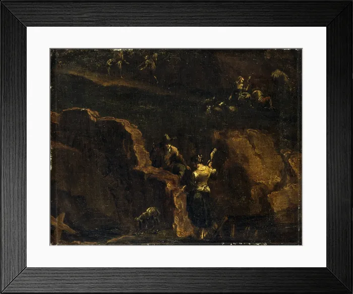 Framed Print : Farmers among Ruins, Workshop of Alessandro Magnasco also known as Lissandrino, workshop of Clemente Spera, first half of the 18th Century, oil on canvas - Italy, Lombardy, Milan
