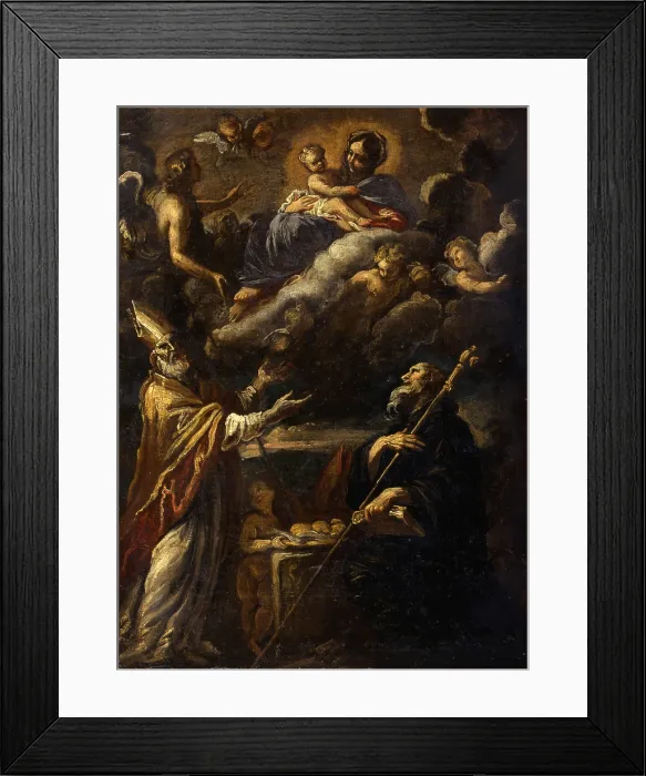 Framed Print : Madonna and Child, angels, holy bishop and saint monk, by Giuseppe Antonio Pianca, 1745 - 1755, 18th Century, oil on canvas - Italy, Lombardy, Milan, Castello Sforzesco Framed Print : Madonna and Child, angels, holy bishop and saint monk, by Giuseppe Antonio Pianca, 1745 - 1755, 18th Century, oil on canvas - Italy, Lombardy, Milan, Castello Sforzesco