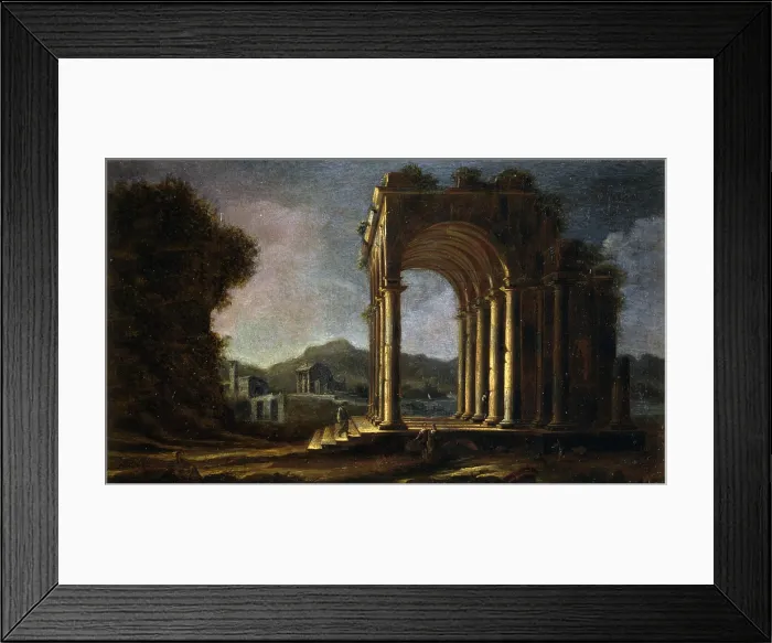Framed Print : Capriccio with Architectures and Marine, attributed by Gennaro also known as the Greek Mascacotto, 1700 - 1720, 18th Century, oil on canvas - Italy, Lombardy, Milan