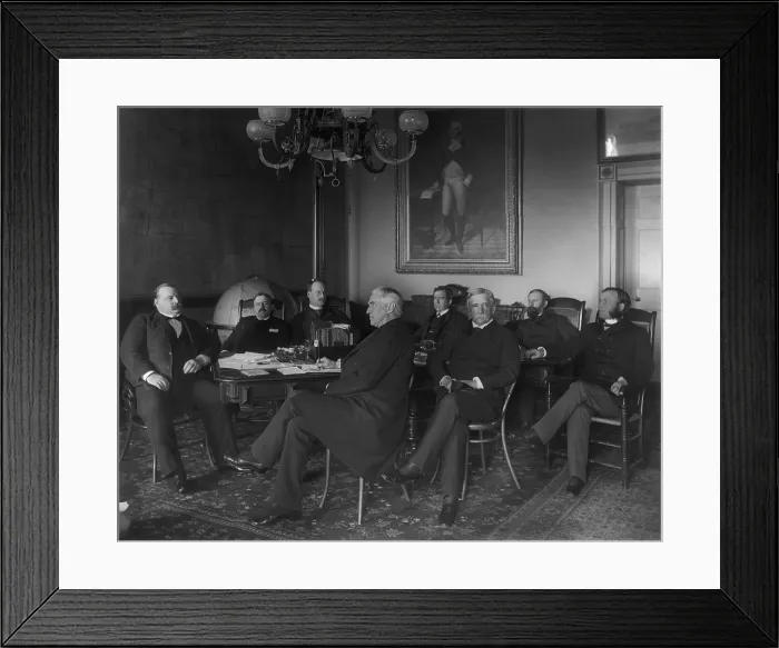 Framed Print : President Grover Cleveland and his cabinet, 1888-89. L-R: The President; Charles S. Fairchild, Treasury; William C Framed Print : President Grover Cleveland and his cabinet, 1888-89. L-R: The President; Charles S. Fairchild, Treasury; William C