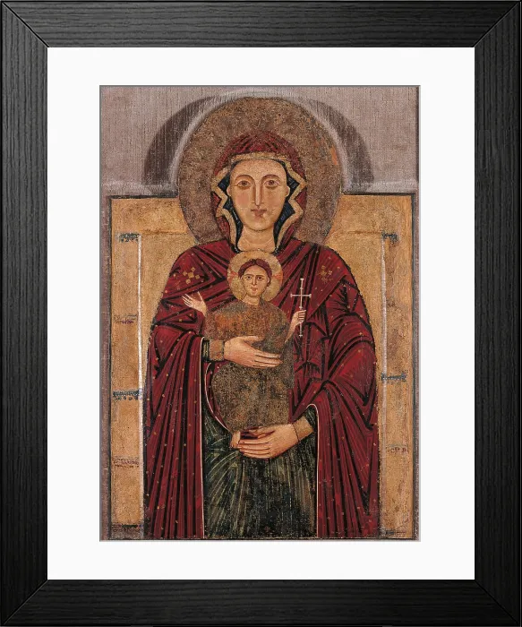 Framed Print : Madonna and Child, by Maestro della Madonna di SantAndrea a Rovezzano, 13th Century, cm 78 x 53 - Italy, Lazio, Rome, Palazzo Koch, Gualino collections. All