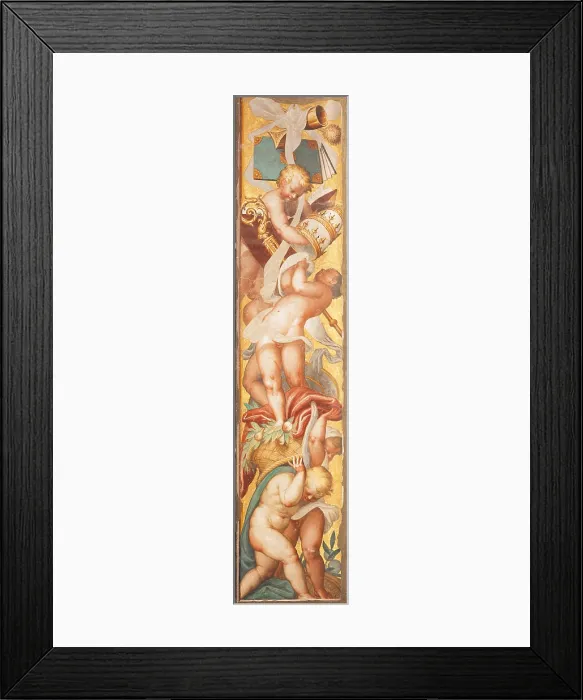 Framed Print : Putti holding priestly emblems, by Bernardino Campi, 16th Century, fresco, cm 259 x 56 - Italy, Lombardy, Milan, Brera Art Gallery Framed Print : Putti holding priestly emblems, by Bernardino Campi, 16th Century, fresco, cm 259 x 56 - Italy, Lombardy, Milan, Brera Art Gallery