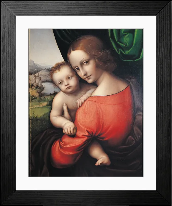 Framed Print : Madonna and Child, by Giovan Pietro Rizzoli known as Giampietrino, 1500 - 1550, 16th Century, oil on panel, cm 49 x 27, 8 - Italy, Lombardy, Milan, Brera Art Gallery. All