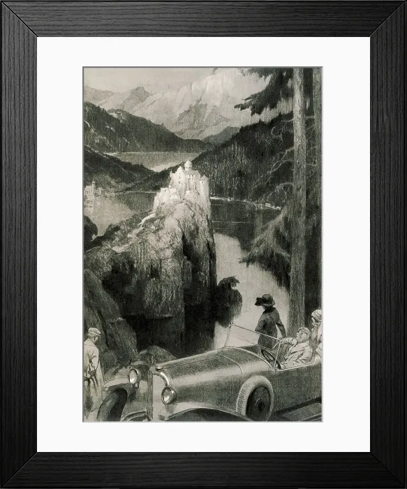 Framed Print : Tourists visiting the Tyrol in 1922 by car. Engraving. - Iberfoto / Everett Collection (580305)**US SALES ONLY**