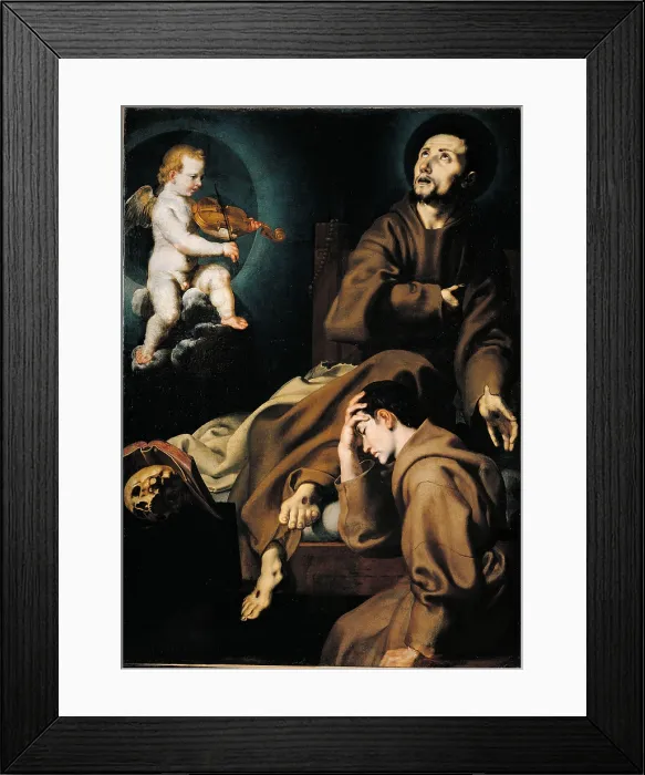 Framed Print : The Ecstasy of St Francis, by Andrea Lilli, 17th Century, oil on canvas, cm 136 x 98 - Italy, Lombardy, Milan, Brera Art Gallery. All