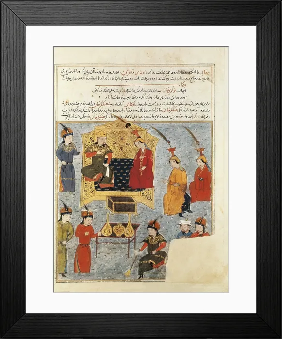 Framed Print : RASHID AL-DIN (1247 - 1318). Compendium of Chronicles (Jami al-tawarikh). ca. 1307. Folio 164v. Tolui Khan (h) Framed Print : RASHID AL-DIN (1247 - 1318). Compendium of Chronicles (Jami al-tawarikh). ca. 1307. Folio 164v. Tolui Khan (h)
