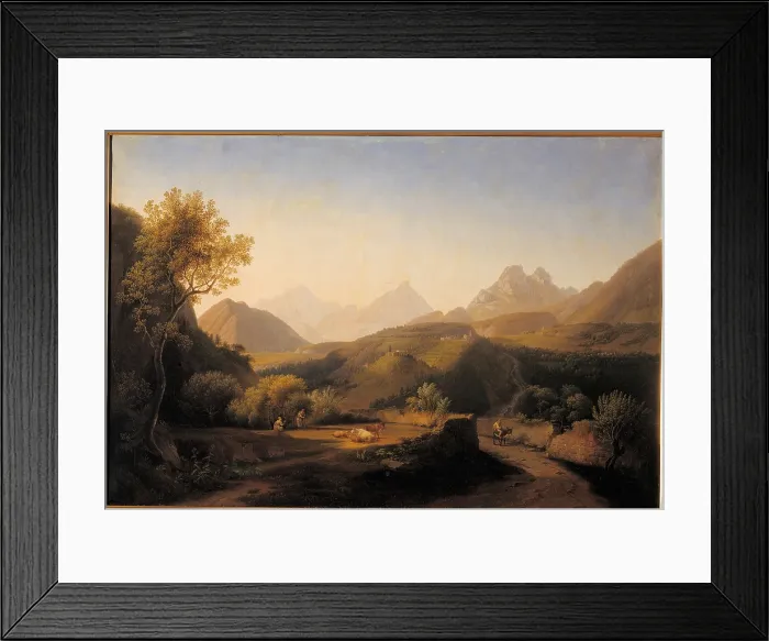 Framed Print : The Surroundings of Erba, by Marco Gozzi, 1835, 19th Century, oil on canvas, cm 78 x 115 - Italy, Lombardy, Milan, Brera Art Gallery. All