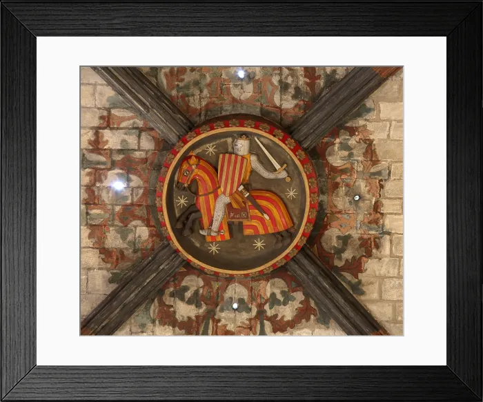 Framed Print : SPAIN. Barcelona. Church of Santa Maria del Mar. Keystone representing Alfonso IV of Aragon, called the Kind. Gothic art. Architecture