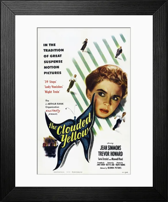 Framed Print : THE CLOUDED YELLOW, Jean Simmons on poster art, 1950