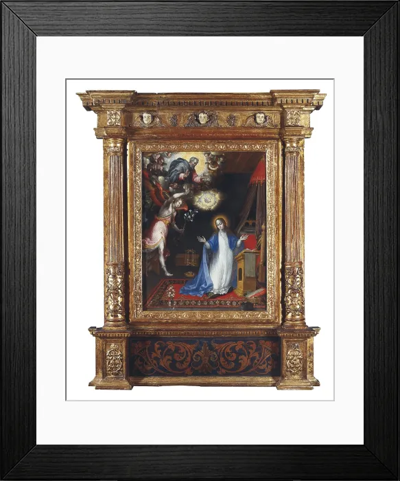 Framed Print : LOPEZ DE HERRERA, Alonso (1579-ca. 1654). The Annunciation. 17th c. Colonial baroque. Oil on canvas. SPAIN. Madrid. America's Museum. - J Framed Print : LOPEZ DE HERRERA, Alonso (1579-ca. 1654). The Annunciation. 17th c. Colonial baroque. Oil on canvas. SPAIN. Madrid. America's Museum. - J