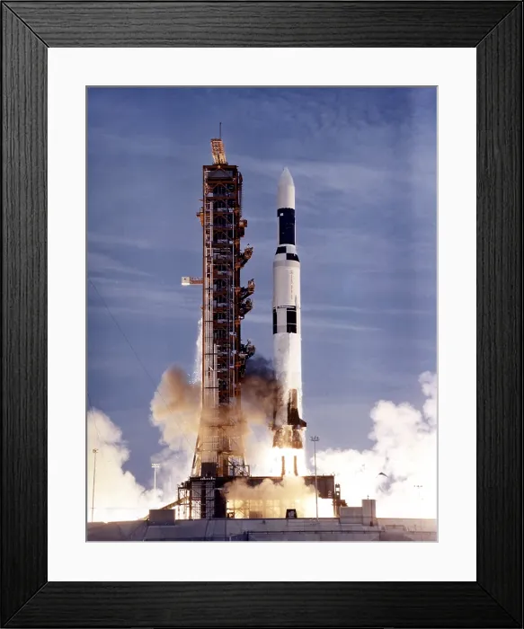 Framed Print : Launch of Skylab on a two-stage Saturn V missile. The unmanned launch carried the Worlds first space station into Earth Orbit. May 14, 1973 Framed Print : Launch of Skylab on a two-stage Saturn V missile. The unmanned launch carried the Worlds first space station into Earth Orbit. May 14, 1973