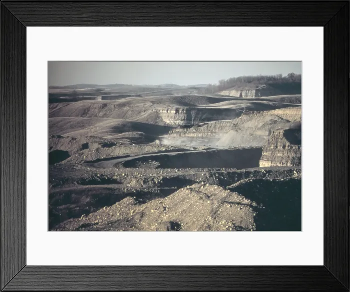 Framed Print : An artificial Badlands describes the scarred landscape after coal strip mining by the Hanna Coal Company in southeastern Ohio. Oct. 1973 Framed Print : An artificial Badlands describes the scarred landscape after coal strip mining by the Hanna Coal Company in southeastern Ohio. Oct. 1973