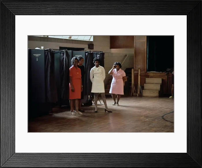 Framed Print : African American women poll workers on an election day in Birmingham Alabama. Ca. 1975