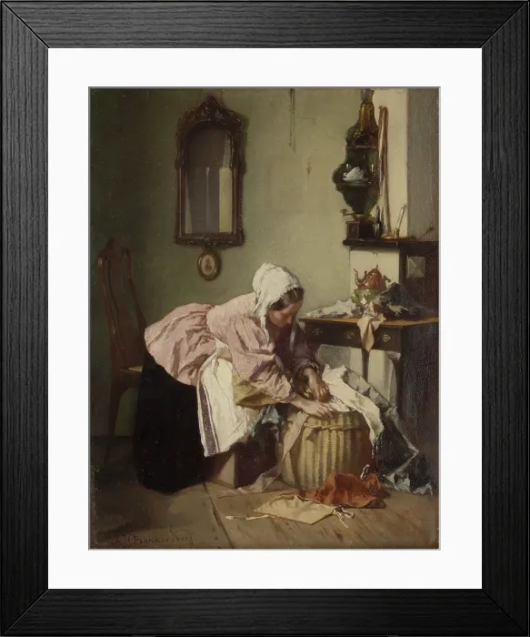 Framed Print : The Rag Basket, by Alexander Hugo Bakker Korff, c. 1860-1880, Dutch painting, oil on panel