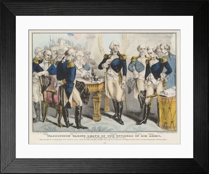 Framed Print : American Revolution. Washington taking leave of the officers of his army at Fraunces Tavern, New York City, Dec. 4, 1783 Framed Print : American Revolution. Washington taking leave of the officers of his army at Fraunces Tavern, New York City, Dec. 4, 1783