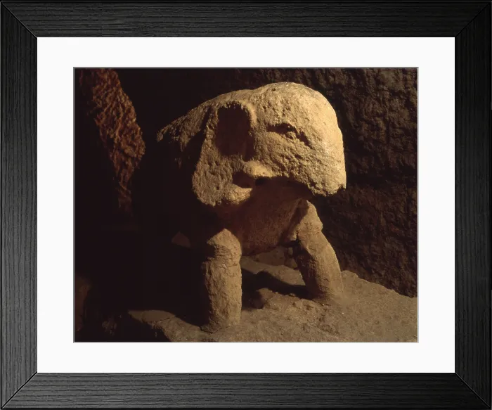 Framed Print : Head of a Little Elephant, by Unknown Artist, 8th Century b.C. stone - Spain, Carmona, Roman Necropolis. Whole artwork view Framed Print : Head of a Little Elephant, by Unknown Artist, 8th Century b.C. stone - Spain, Carmona, Roman Necropolis. Whole artwork view