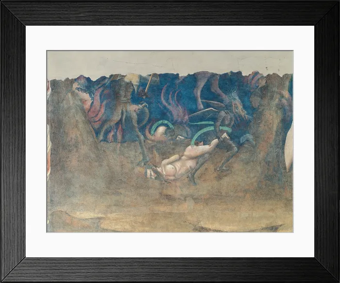 Framed Print : Triumph of Death, by Andrea di Cione known as Orcagna, 1350 - 1360 about, 14th Century, - Italy, Tuscany, Florence, Santa Croce Museum, Refectory. Detail Framed Print : Triumph of Death, by Andrea di Cione known as Orcagna, 1350 - 1360 about, 14th Century, - Italy, Tuscany, Florence, Santa Croce Museum, Refectory. Detail