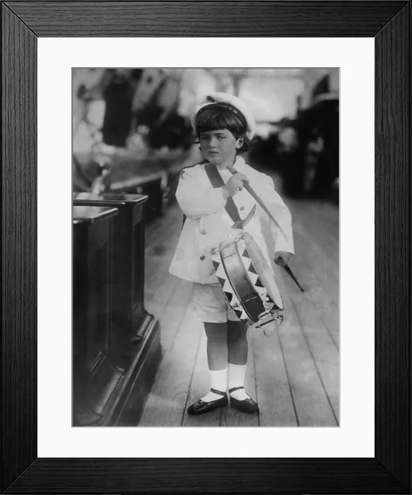 Framed Print : Alexei, the only son of Czar Nicholas II and his consort, Alexandra, 1909. The five year old Czarevich wears a sailors hat and plays a toy drum (BSLOC_2017_2_9) Framed Print : Alexei, the only son of Czar Nicholas II and his consort, Alexandra, 1909. The five year old Czarevich wears a sailors hat and plays a toy drum (BSLOC_2017_2_9)