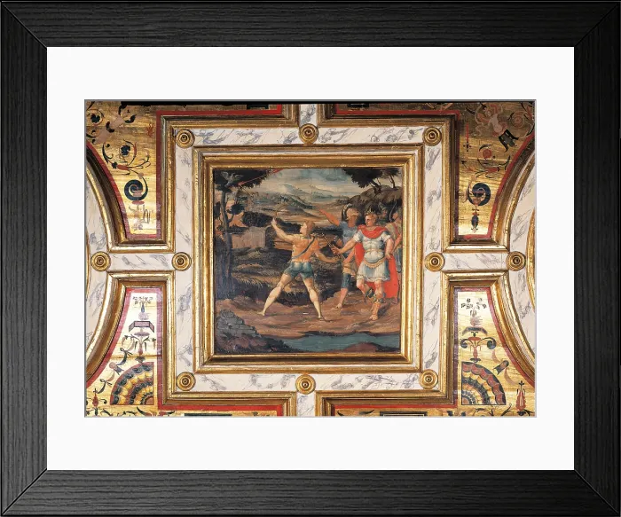 Framed Print : The race with the bow and the carousel of young cavalry, by Unknown artist, tempera on panel, - Italy, Lazio, Rome, Palazzo Spada, Aeneas Room