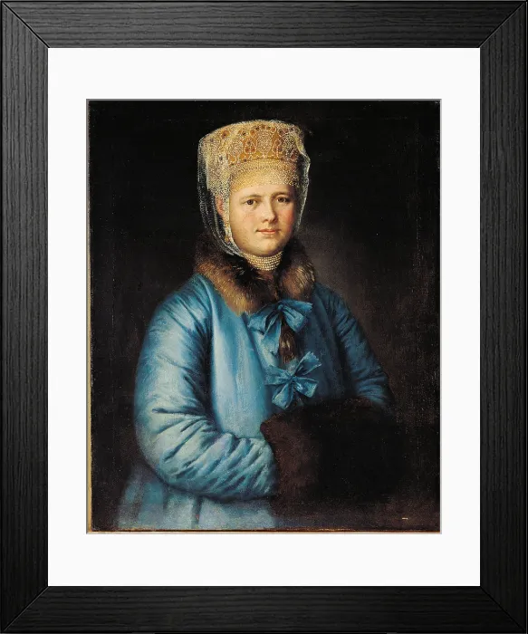 Framed Print : Mercantessa dal Manicotto (Merchant with the Muff), by Anonymous artist, 1780 - 1820 about, 18th Century - 19th Century, oil on canvas, cm 86 x 71 - Russia, Moscow Framed Print : Mercantessa dal Manicotto (Merchant with the Muff), by Anonymous artist, 1780 - 1820 about, 18th Century - 19th Century, oil on canvas, cm 86 x 71 - Russia, Moscow