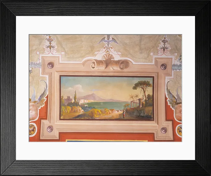Framed Print : Gulf of Naples, with Vesuvius in the background, by Unknown artist, fresco, - Italy, Lazio, Rome, Palazzo Spada. (155605) Everett CollectionMondadori Portfolio**US SALES ONLY**