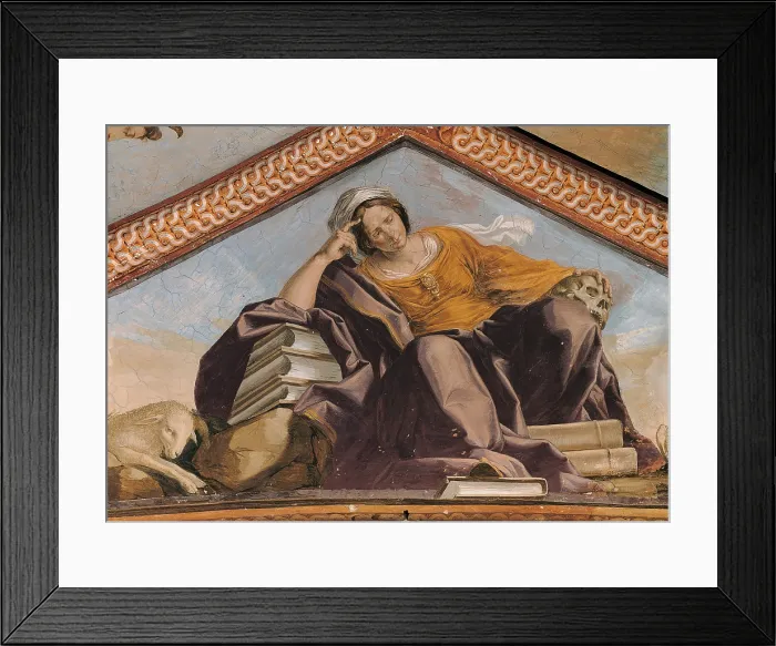 Framed Print : Prayer, Meditation, Contemplation, Union in God, Two Angels, by Martinelli Giovanni, 17th Century, - Italy, Tuscany, Florence, Galluzzo Charterhouse, Vault of San Bruno Chapel