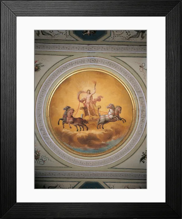 Framed Print : Apolloss Chariot, by Anonymous artist, 19th Century, 1800 -1825 about, fresco, - Italy, Lazio, Rome, Palazzo Spada, Zodiaco Room, vault Framed Print : Apolloss Chariot, by Anonymous artist, 19th Century, 1800 -1825 about, fresco, - Italy, Lazio, Rome, Palazzo Spada, Zodiaco Room, vault