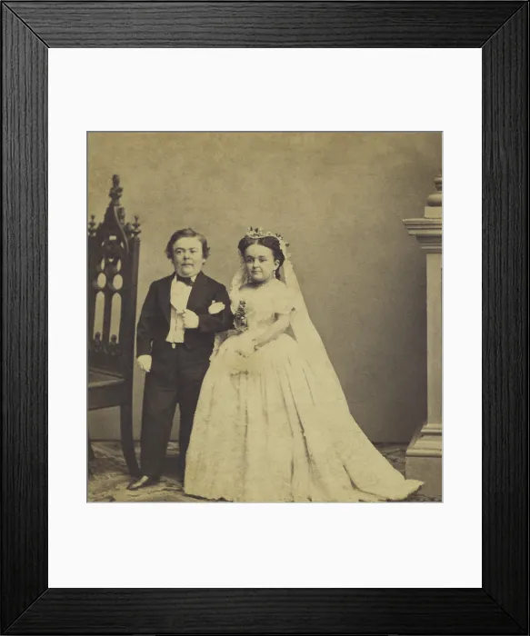 Framed Print : Wedding photo of Lavinia Warren and Charles Sherwood Stratton, aka Tom Thumb, 1863. The previous year, P.T. Barnum met Lavinia and brought her into his troupe Framed Print : Wedding photo of Lavinia Warren and Charles Sherwood Stratton, aka Tom Thumb, 1863. The previous year, P.T. Barnum met Lavinia and brought her into his troupe