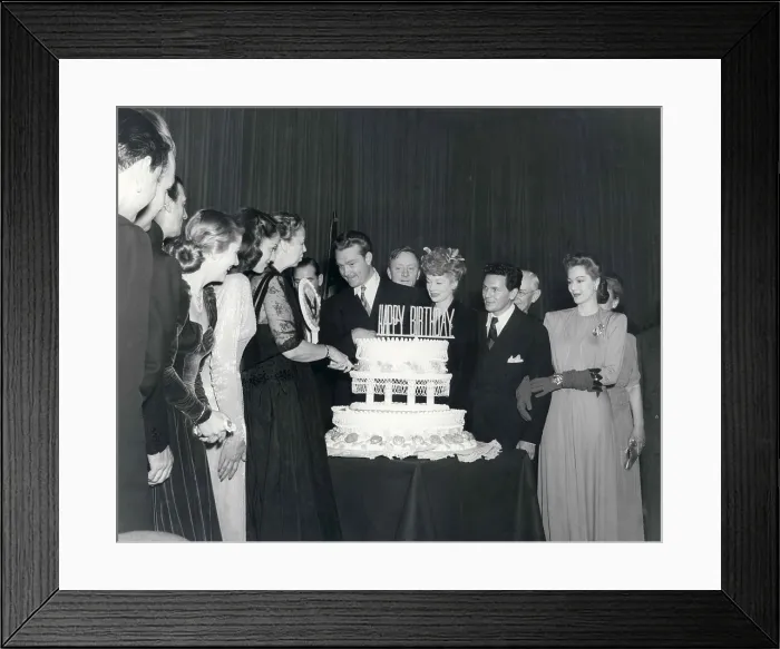 Framed Print : Eleanor Roosevelt hosts an FDR Birthday Ball with Movie Stars. Jan. 30, 1944. Guests at the Statler Hotel included Red Skelton, William O