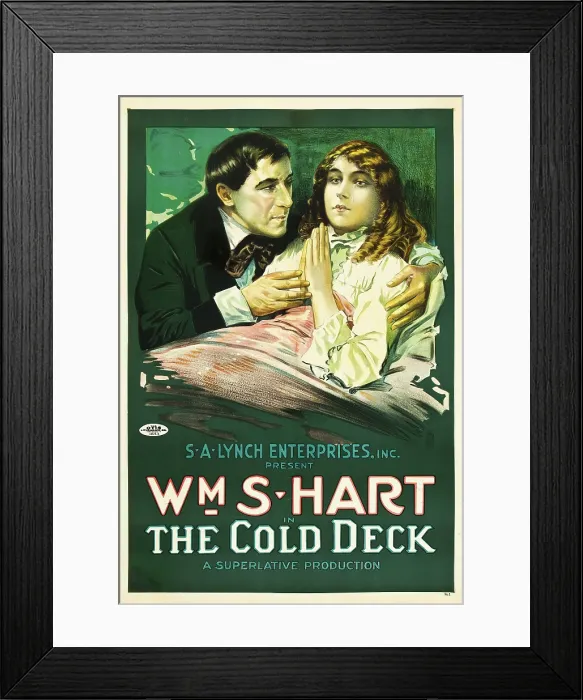 Framed Print : THE COLD DECK, l-r: William S. Hart, Mildred Harris on poster art, 1917