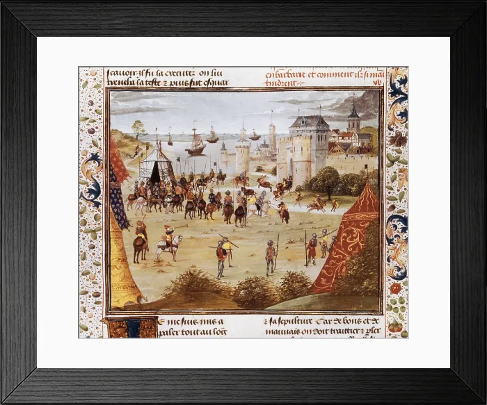 Framed Print : Battle. Illustration from 'Chroniques' (15th century). Gothic art. Miniature Painting. FRANCE. Paris. National Library. - J