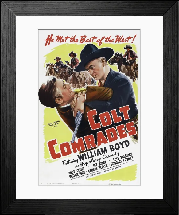 Framed Print : COLT COMRADES, US poster art, from left: Victory Jory, William Boyd, 1943
