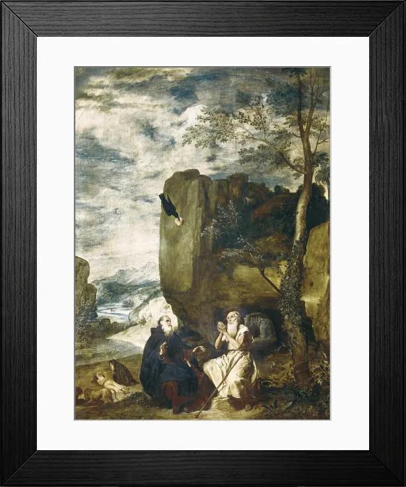 Framed Print : VELAZQUEZ, Diego Rodriguez de Silva (1599-1660). Saint Anthony the Abbot and Saint Paul the Hermit. 1634. Baroque art. Oil on canvas. SPAIN. Madrid. Prado Museum Framed Print : VELAZQUEZ, Diego Rodriguez de Silva (1599-1660). Saint Anthony the Abbot and Saint Paul the Hermit. 1634. Baroque art. Oil on canvas. SPAIN. Madrid. Prado Museum