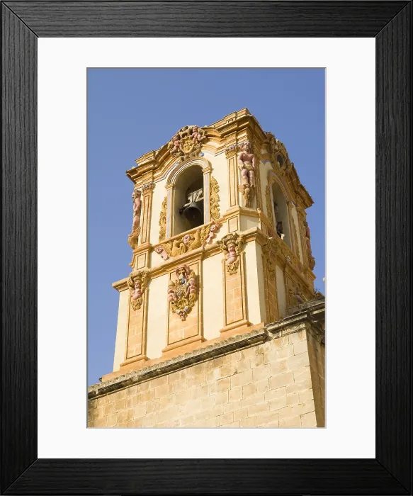 Framed Print : SPAIN. Orihuela. Santo Domingo's Diocesan College, aka Patriarch Loazes's College. Church bell tower. Baroque art. Architecture Framed Print : SPAIN. Orihuela. Santo Domingo's Diocesan College, aka Patriarch Loazes's College. Church bell tower. Baroque art. Architecture