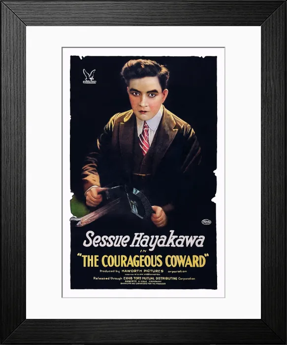 Framed Print : THE COURAGEOUS COWARD, Sessue Hayakawa on poster art, 1919