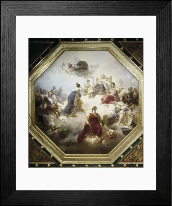 Framed Print : BLONDEL, Merry Joseph (1781-1853). France among Legislator Kings and French Legal Advisors Receiving from Louis XVIII the Charte Constitutionelle. 1827